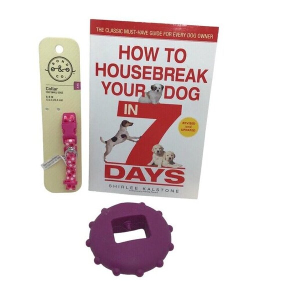 New Puppy Starter‎ Items Potty Training Book Snap Closure Collar Treat Holder